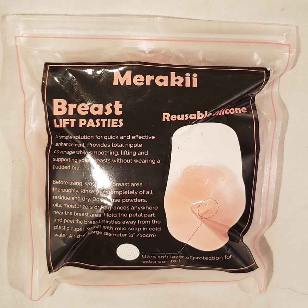 Merakii Breast Lift Pasties Reusable Silicone New In Package NIP 4 total, 2 pair
